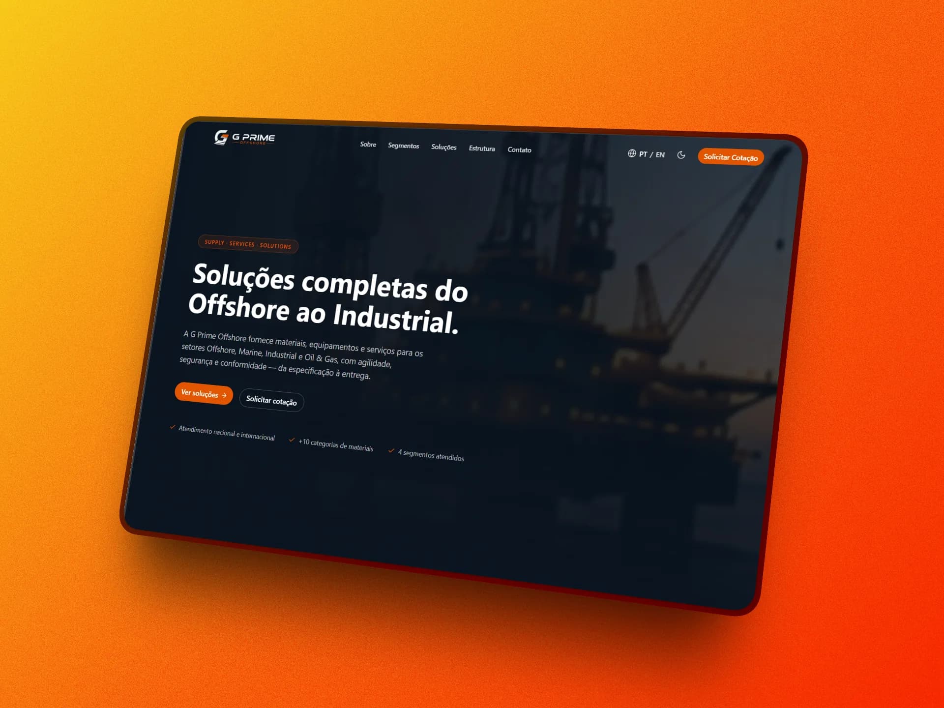 A bilingual institutional website for an offshore and industrial supply company
